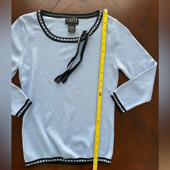Finity Light Blue Sweater with Black Trim size L little - Picture 3 of 6
